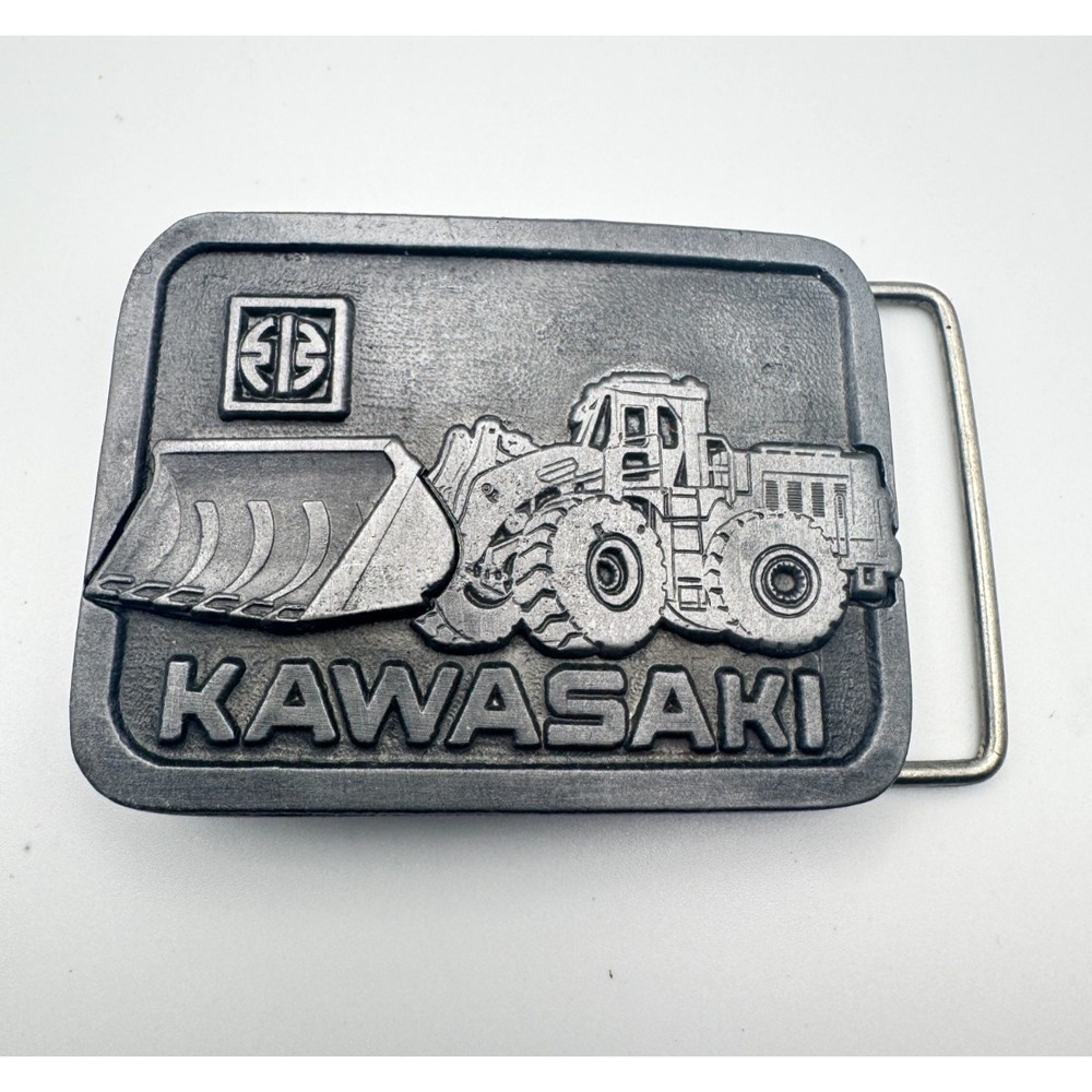 Vintage Kawasaki Belt Buckle Wheel Loader Front End Tractor Heavy Equipment 80s